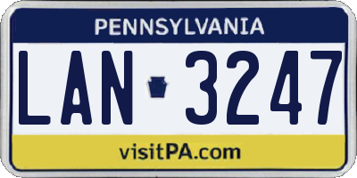 PA license plate LAN3247