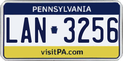 PA license plate LAN3256