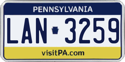 PA license plate LAN3259