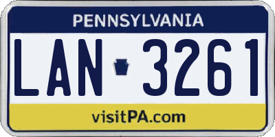 PA license plate LAN3261