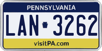 PA license plate LAN3262
