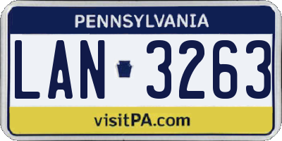 PA license plate LAN3263