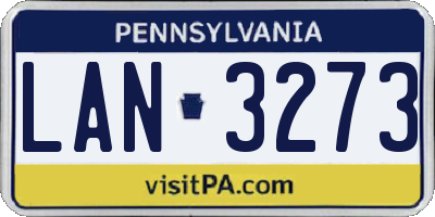 PA license plate LAN3273
