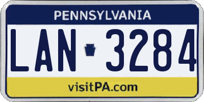 PA license plate LAN3284