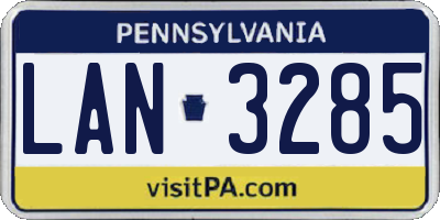 PA license plate LAN3285
