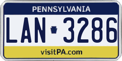 PA license plate LAN3286