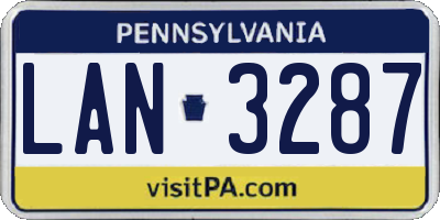 PA license plate LAN3287