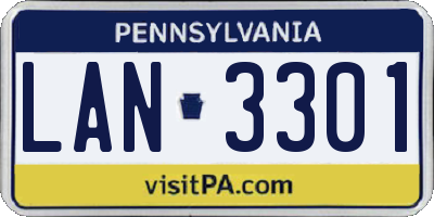 PA license plate LAN3301