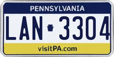 PA license plate LAN3304