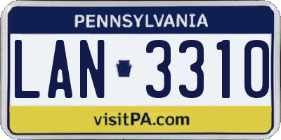 PA license plate LAN3310