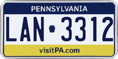 PA license plate LAN3312