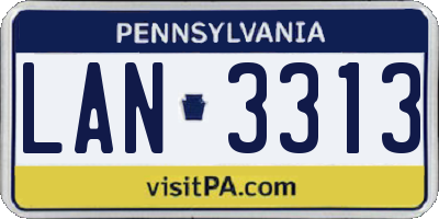 PA license plate LAN3313