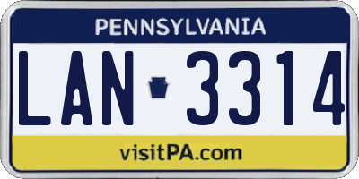 PA license plate LAN3314