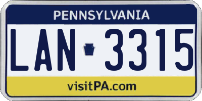 PA license plate LAN3315