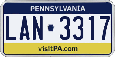 PA license plate LAN3317