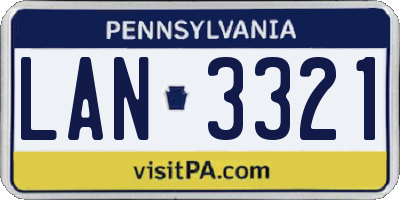 PA license plate LAN3321
