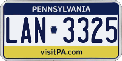 PA license plate LAN3325