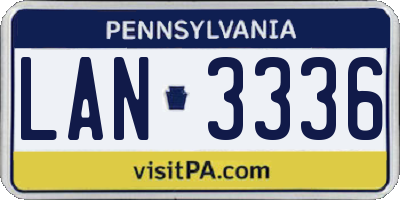 PA license plate LAN3336