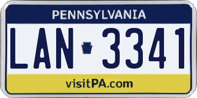 PA license plate LAN3341