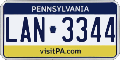 PA license plate LAN3344