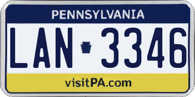 PA license plate LAN3346
