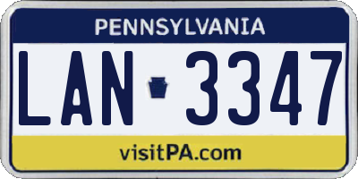 PA license plate LAN3347