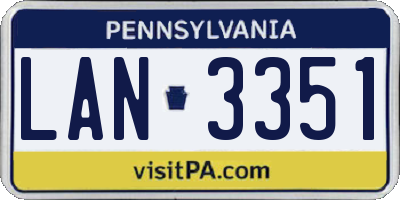 PA license plate LAN3351