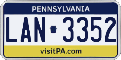 PA license plate LAN3352