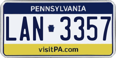 PA license plate LAN3357