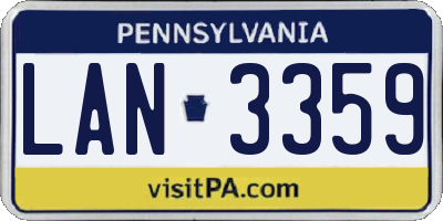 PA license plate LAN3359
