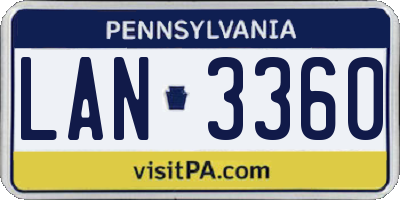 PA license plate LAN3360