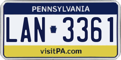 PA license plate LAN3361