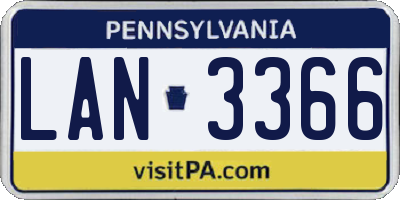 PA license plate LAN3366