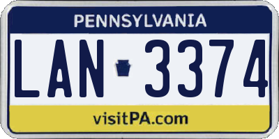 PA license plate LAN3374