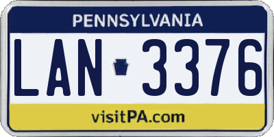 PA license plate LAN3376
