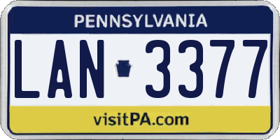 PA license plate LAN3377
