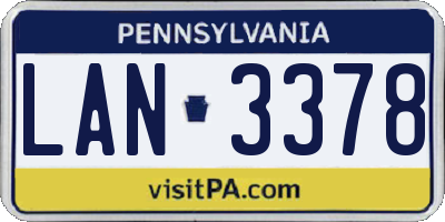 PA license plate LAN3378
