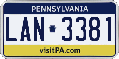 PA license plate LAN3381