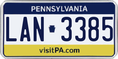 PA license plate LAN3385