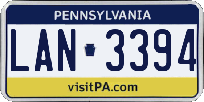 PA license plate LAN3394