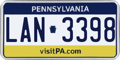 PA license plate LAN3398