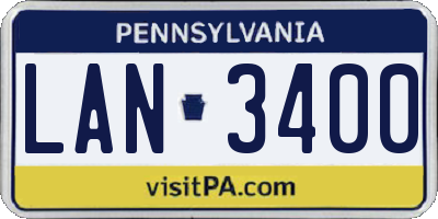 PA license plate LAN3400