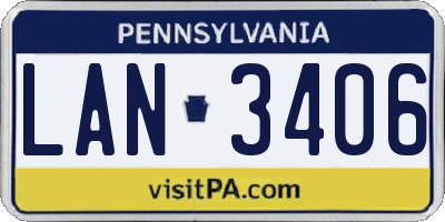 PA license plate LAN3406