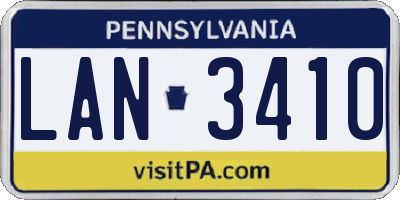 PA license plate LAN3410