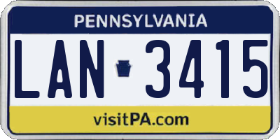 PA license plate LAN3415