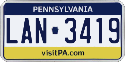 PA license plate LAN3419