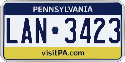 PA license plate LAN3423