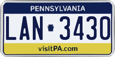PA license plate LAN3430