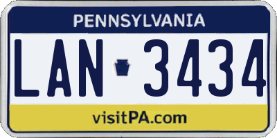 PA license plate LAN3434