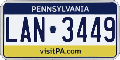 PA license plate LAN3449